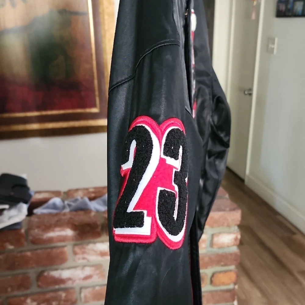Jordan Brooklyn Mars Blackmon Bomber Jacket Black Patch Varsity Streetwear